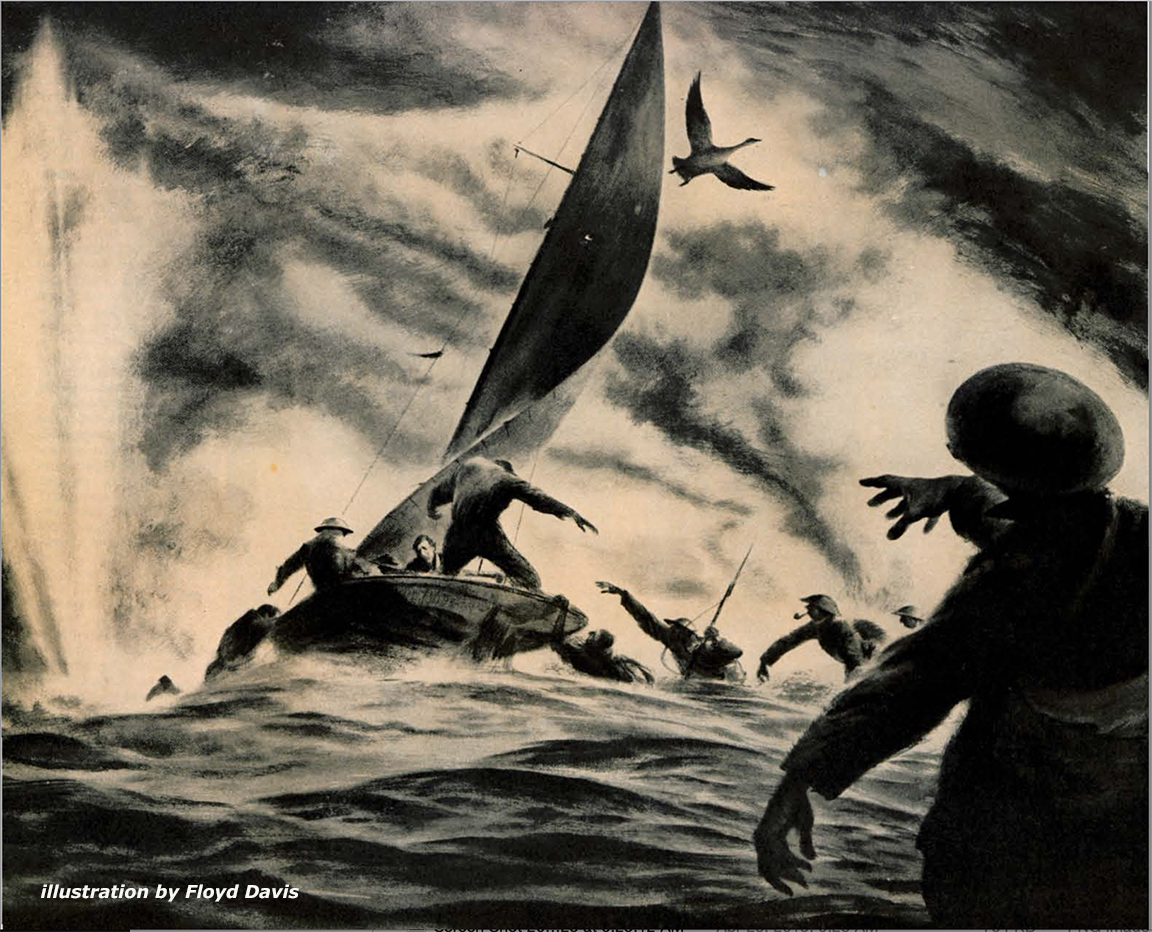 Image result for Philip Rhayader in boat the snowgoose illustration